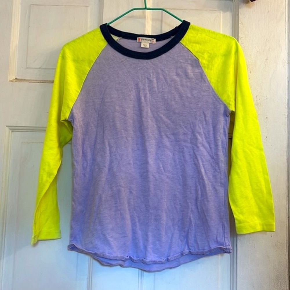 Crewcuts kids blue and neon green baseball jersey in size 10